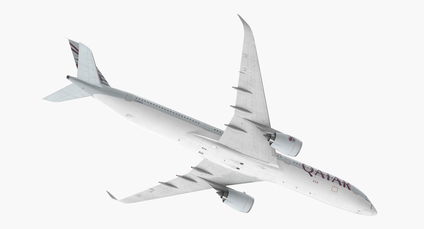 Airbus A350 1000 Qatar Rigged 3D model