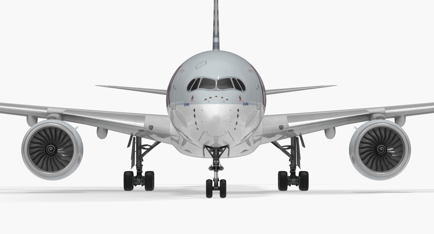 Airbus A350 1000 Qatar Rigged 3D model