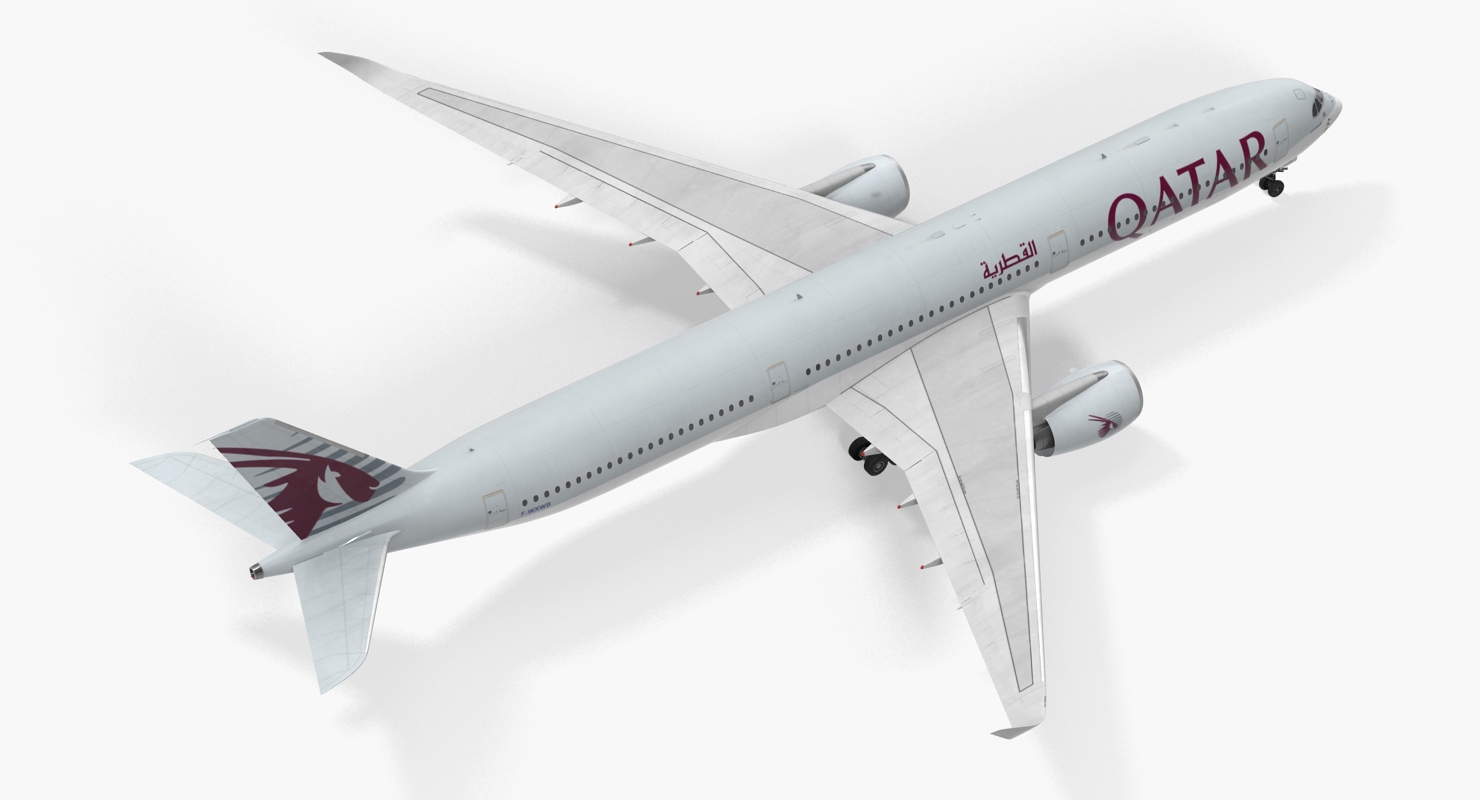 Airbus A350 1000 Qatar Rigged 3D model