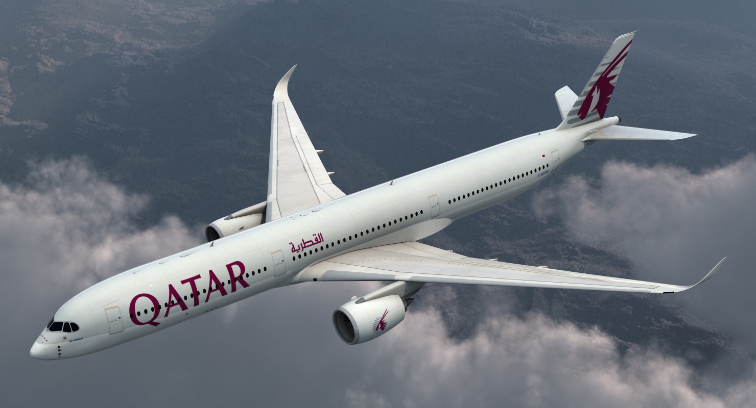 Airbus A350 1000 Qatar Rigged 3D model