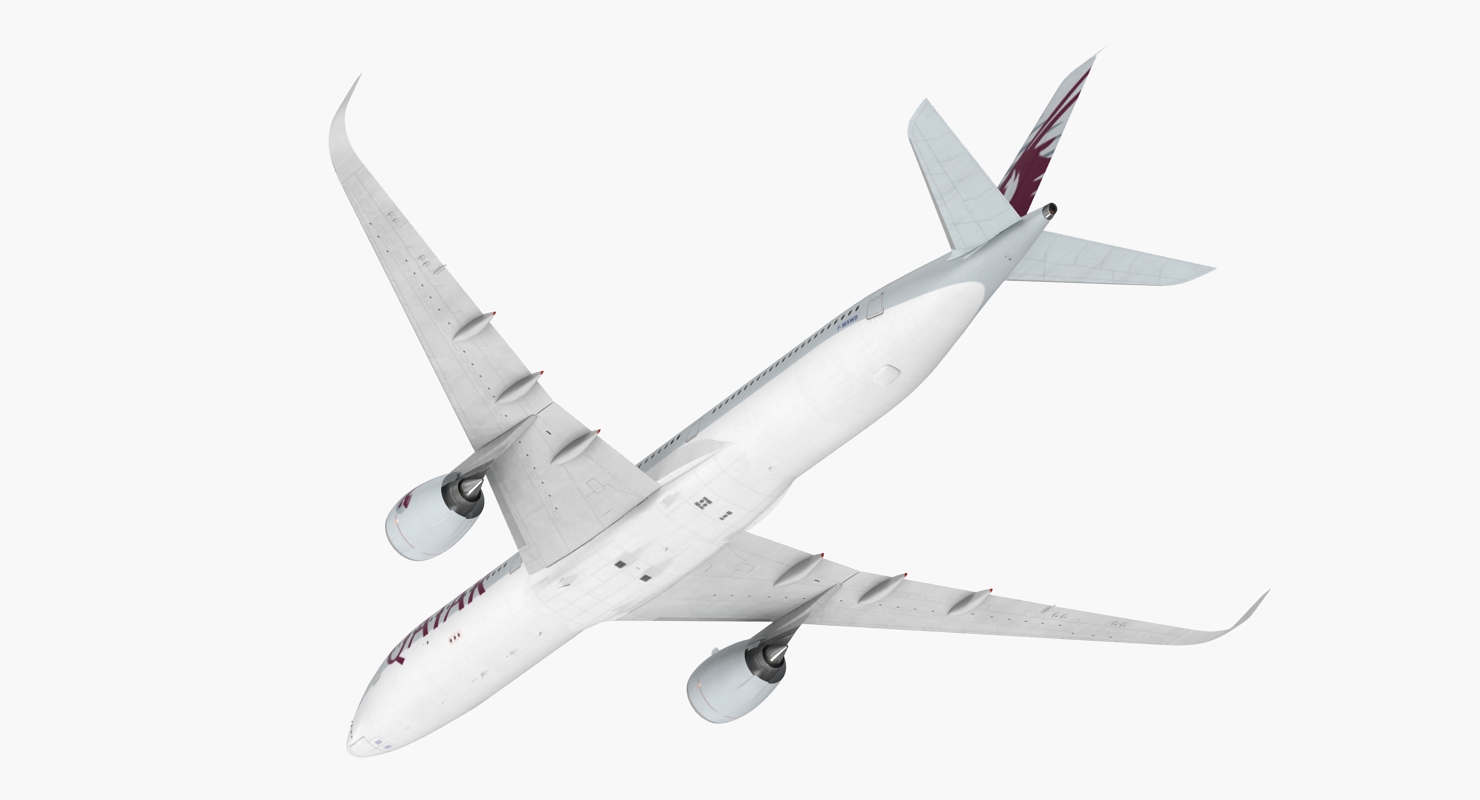 Airbus A350 1000 Qatar Rigged 3D model