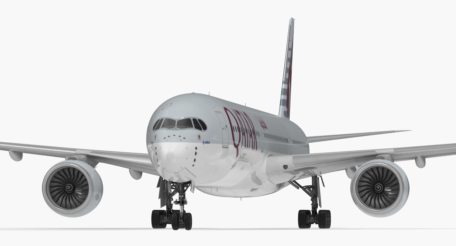 Airbus A350 1000 Qatar Rigged 3D model