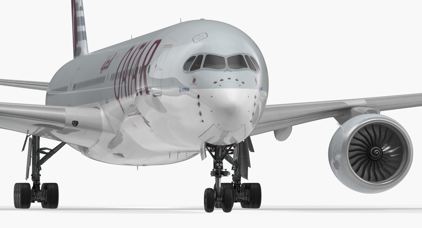 Airbus A350 1000 Qatar Rigged 3D model