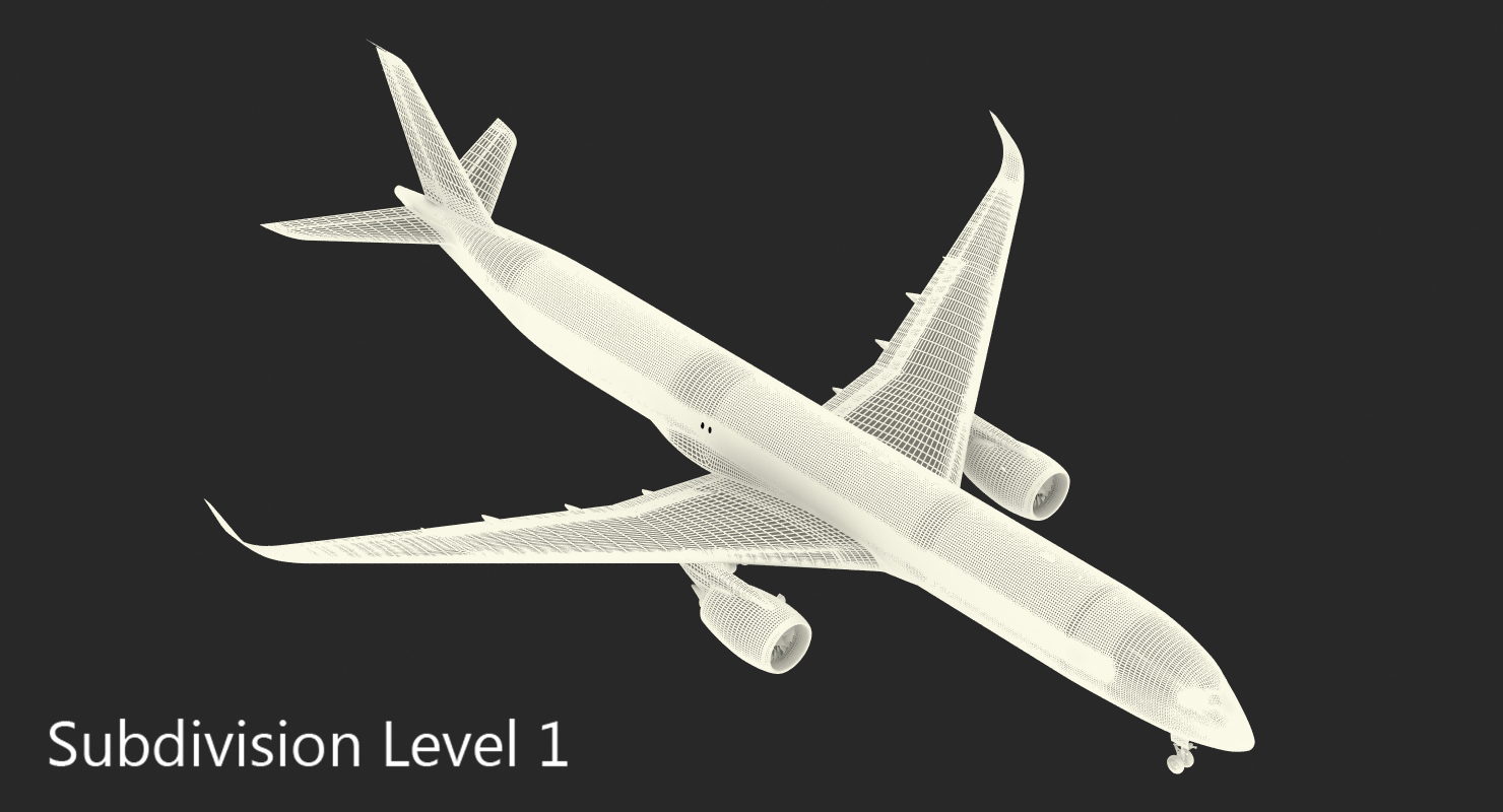 Airbus A350 1000 Qatar Rigged 3D model