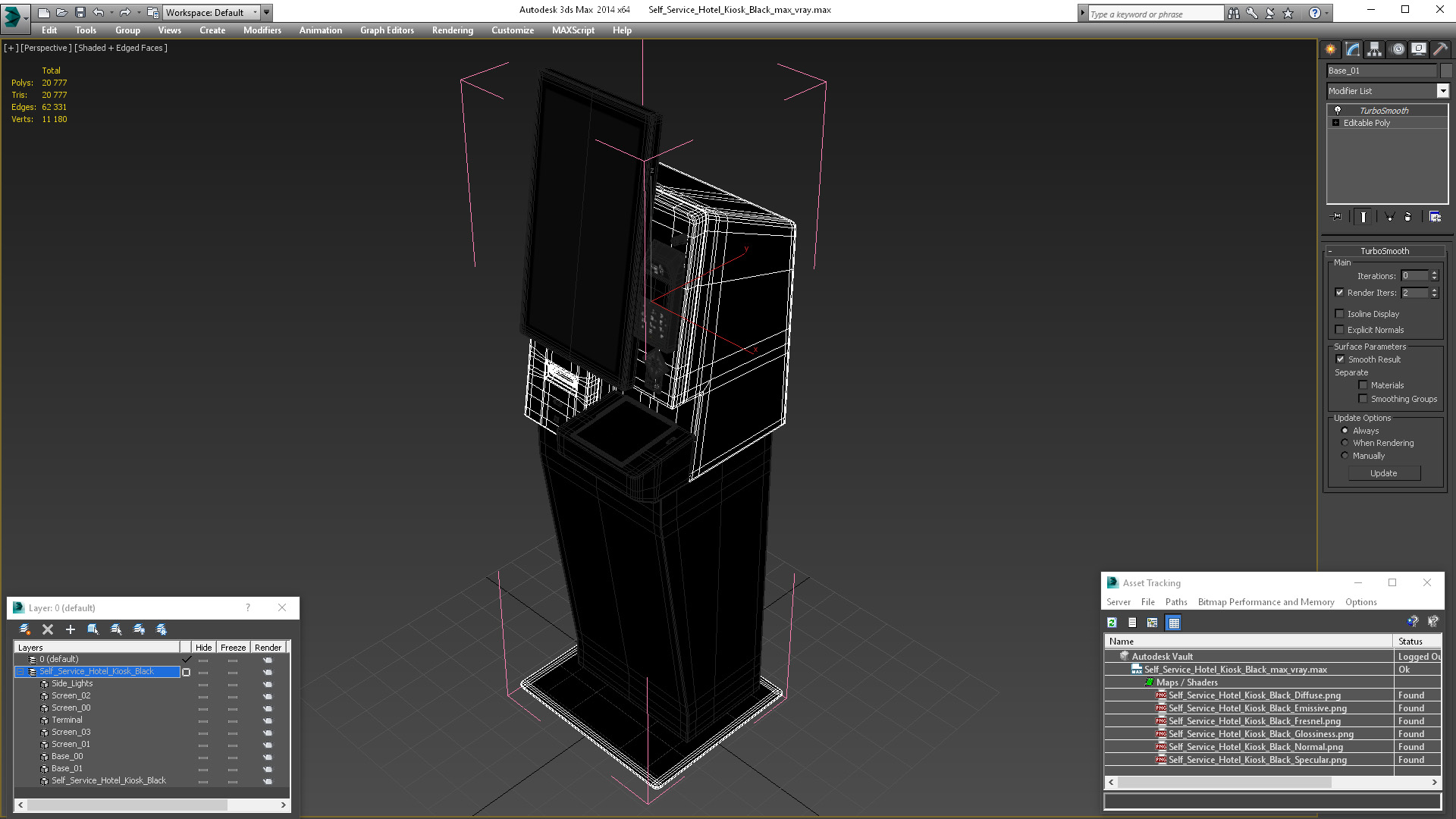 3D model Self Service Hotel Kiosk Black
