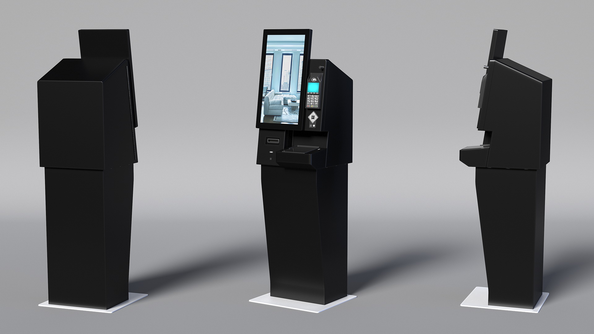 3D model Self Service Hotel Kiosk Black