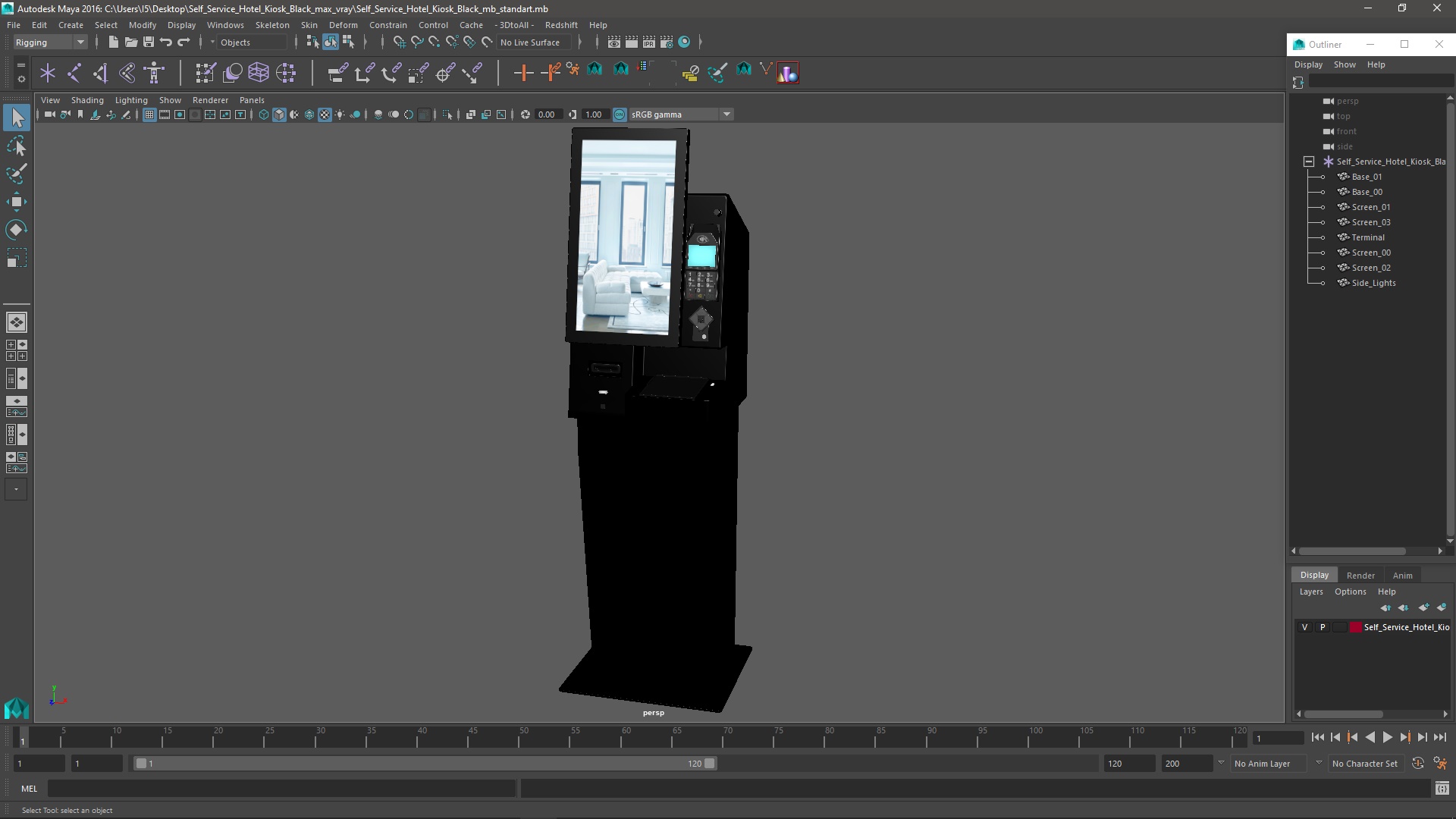 3D model Self Service Hotel Kiosk Black