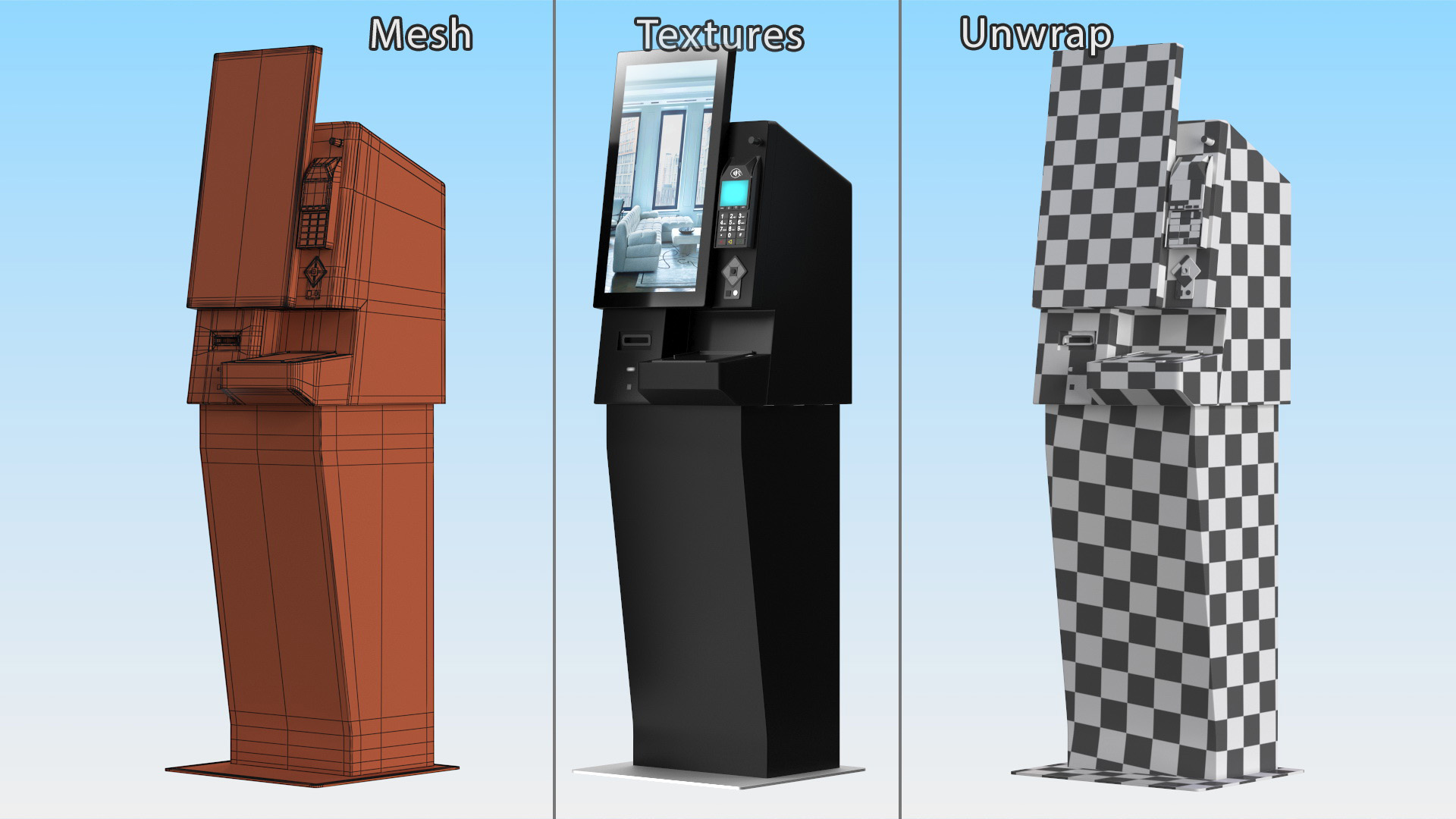 3D model Self Service Hotel Kiosk Black