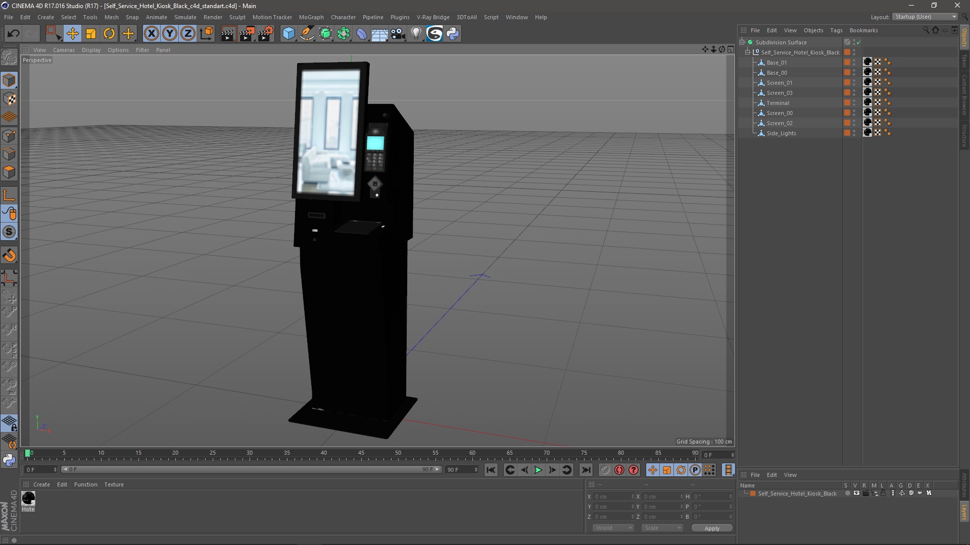 3D model Self Service Hotel Kiosk Black