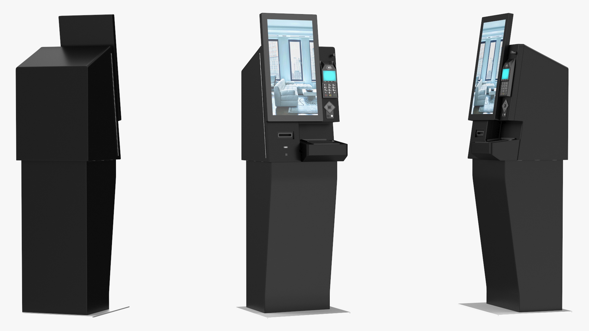 3D model Self Service Hotel Kiosk Black