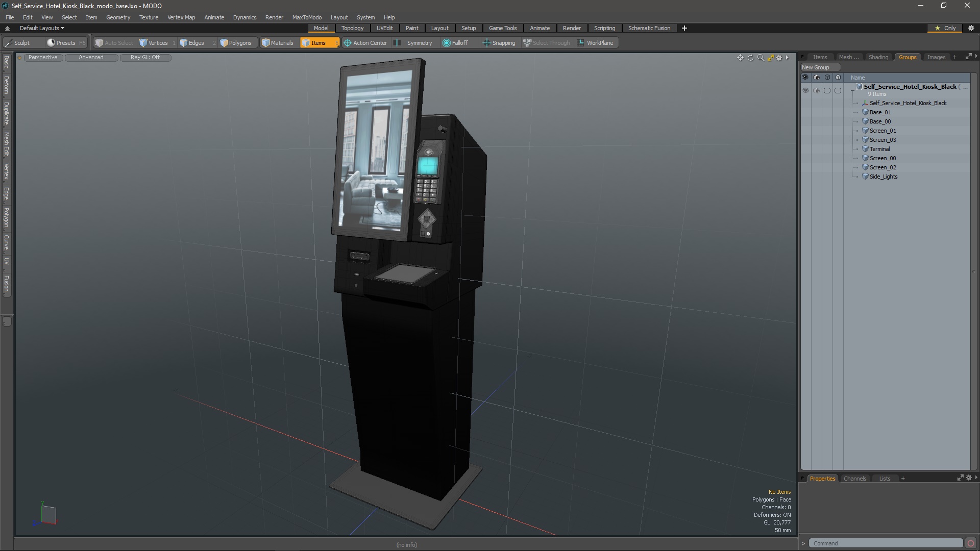 3D model Self Service Hotel Kiosk Black
