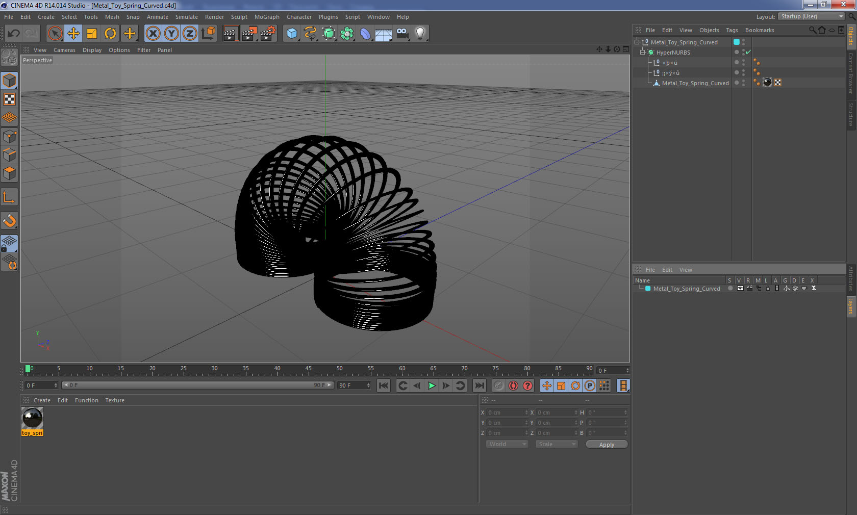 3D Metal Toy Spring Curved model