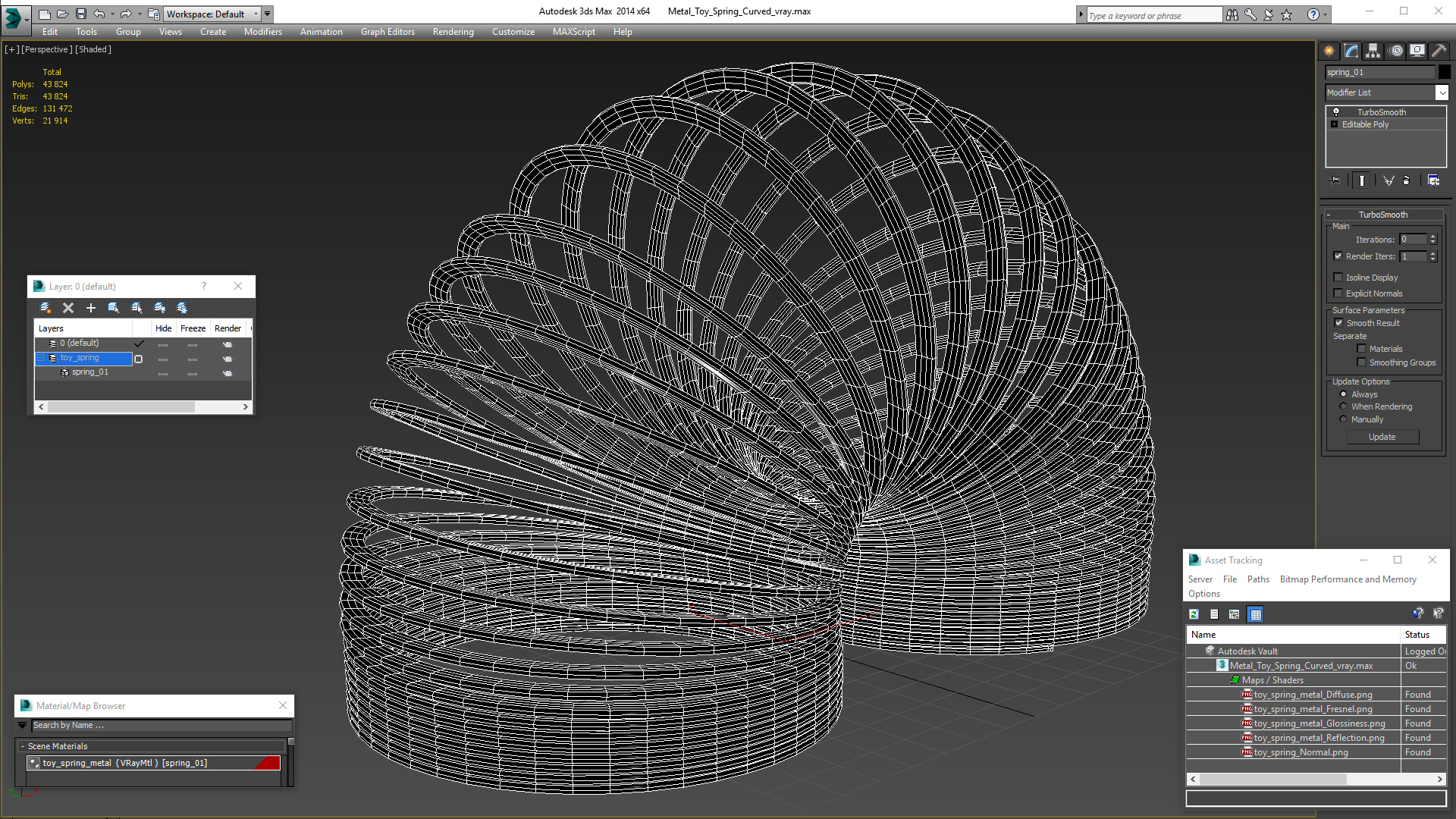 3D Metal Toy Spring Curved model