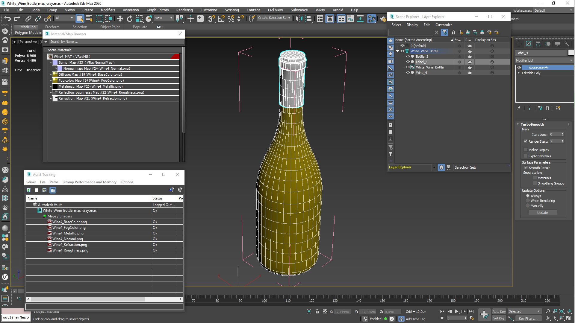 White Wine Bottle 3D