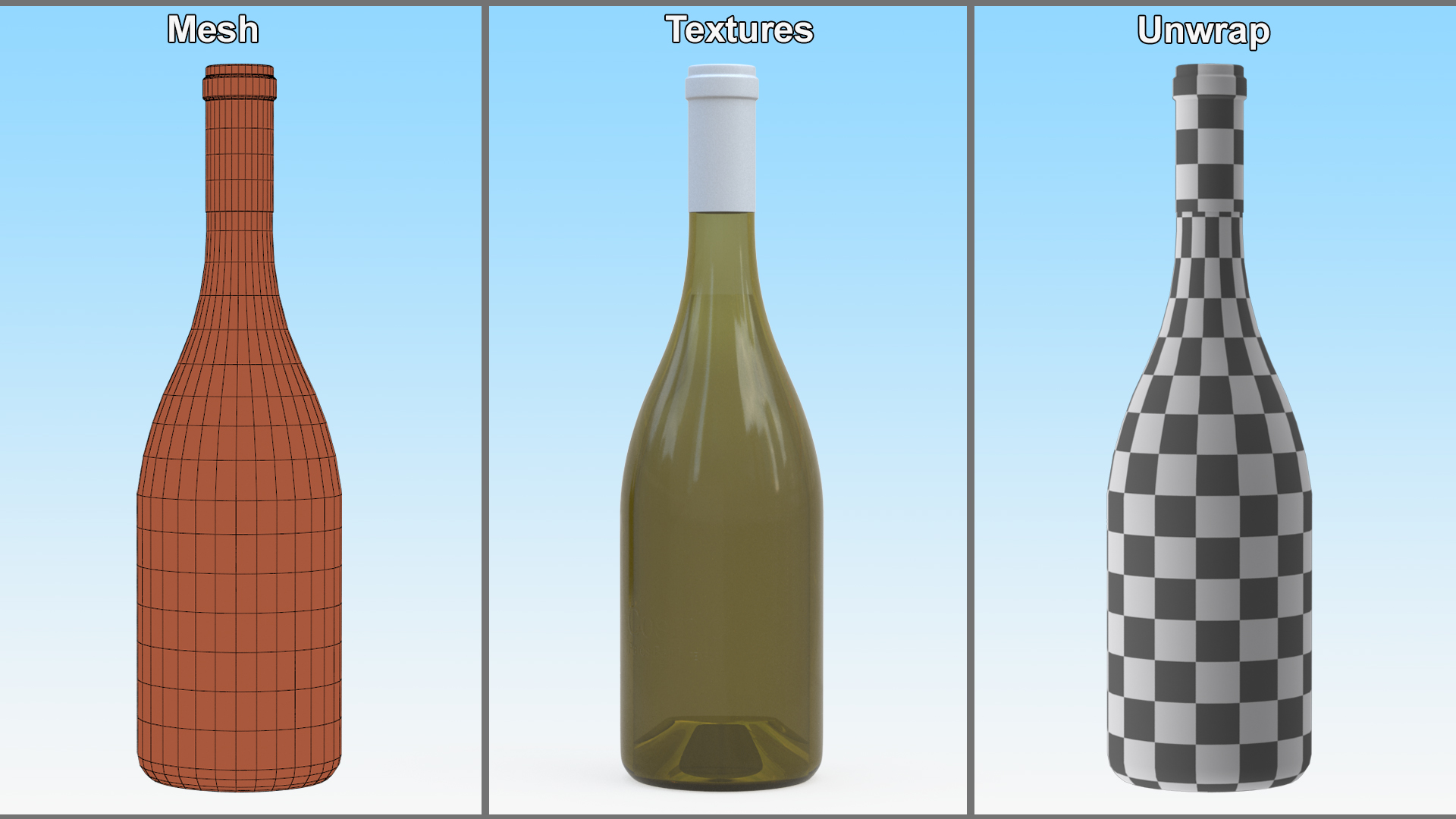 White Wine Bottle 3D