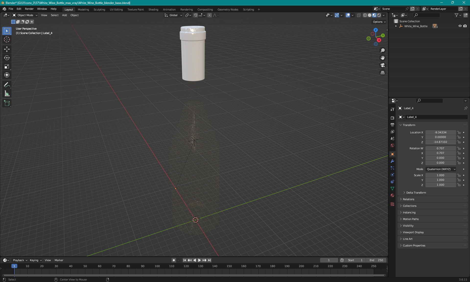 White Wine Bottle 3D