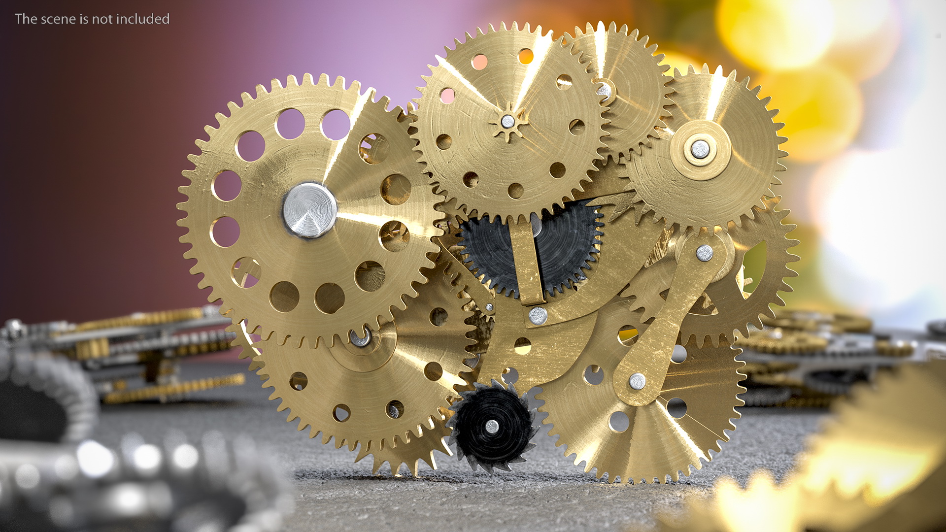 3D model Clockwork Gear Mechanism Brass