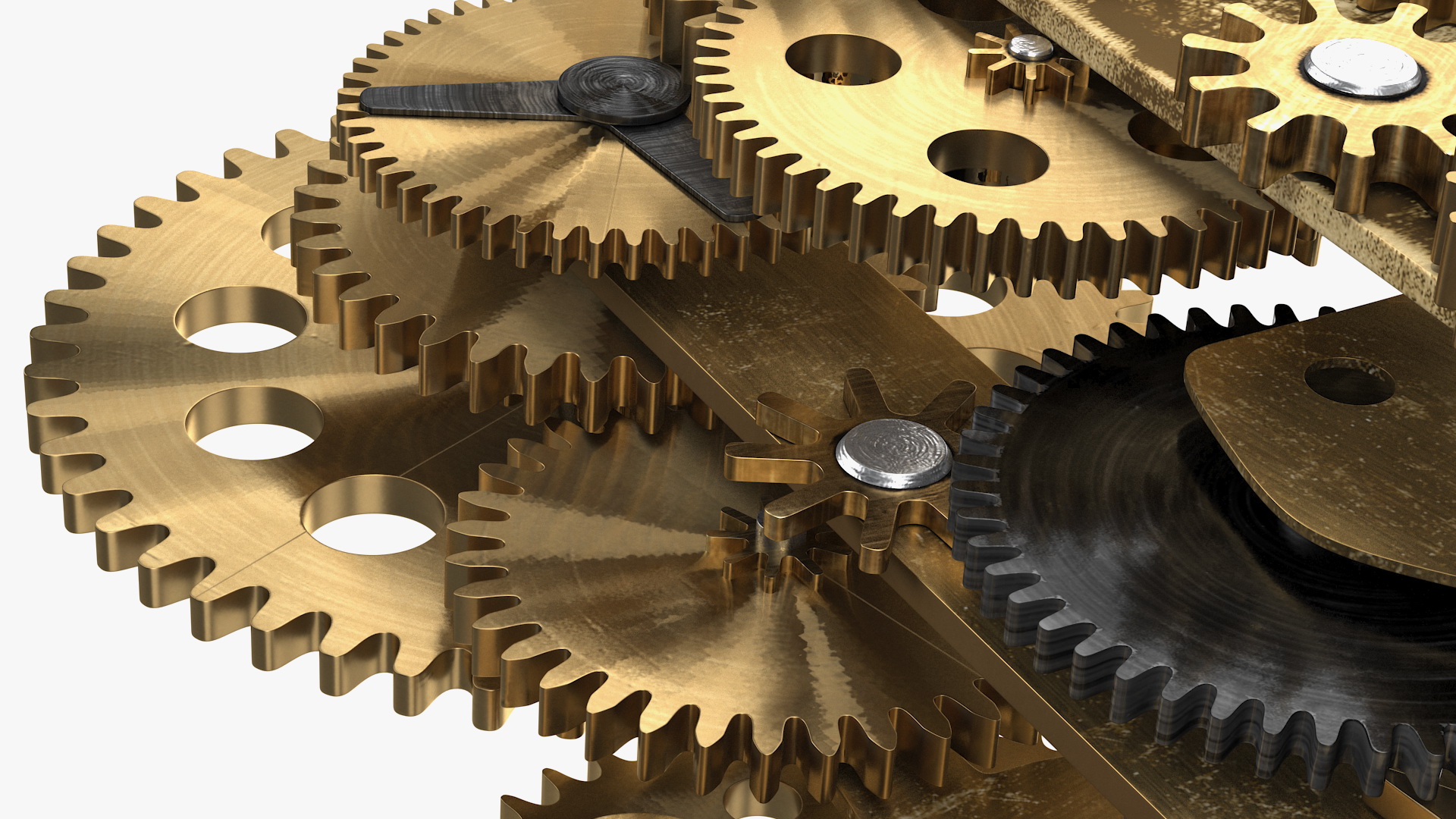 3D model Clockwork Gear Mechanism Brass