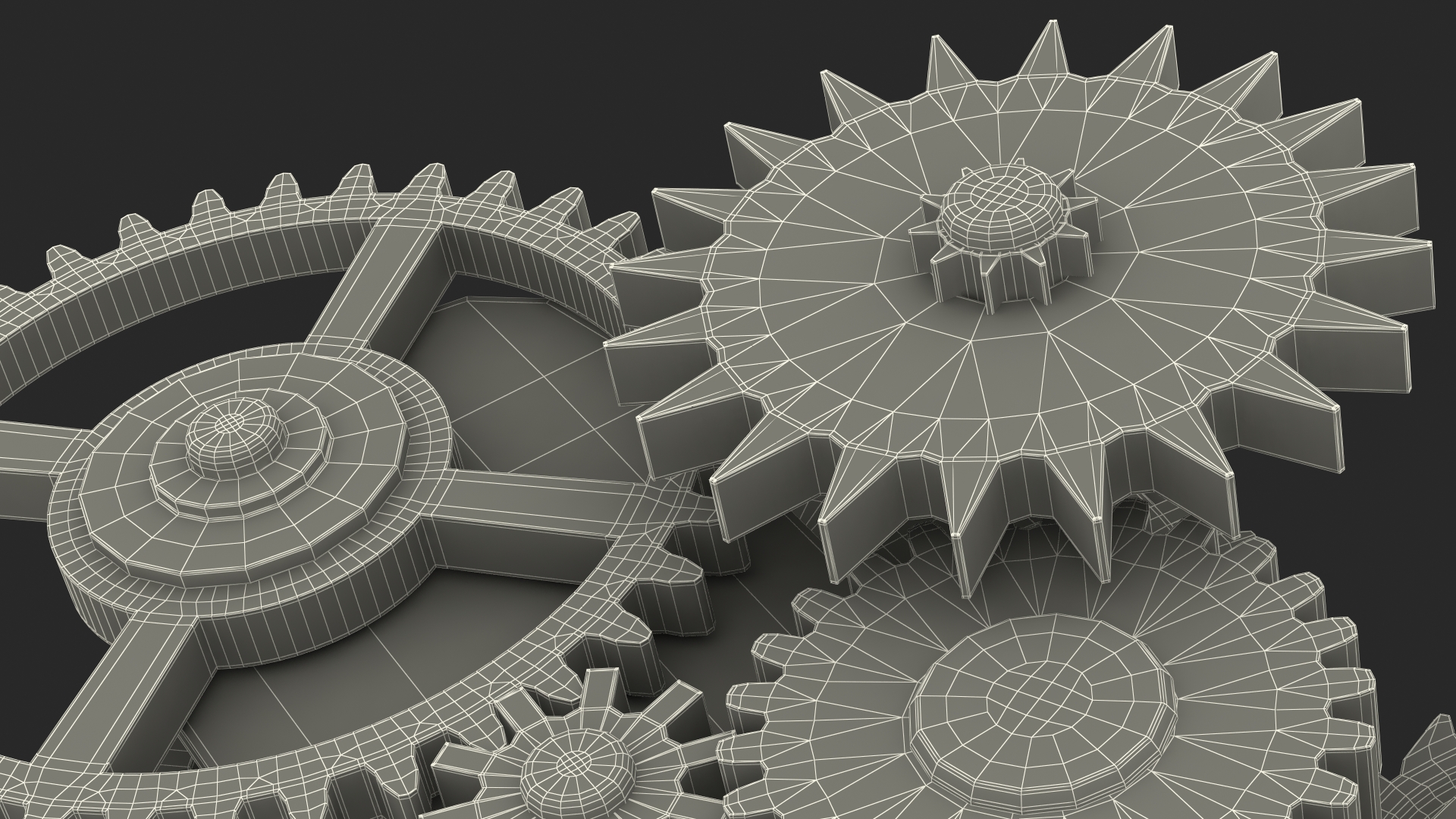 3D model Clockwork Gear Mechanism Brass