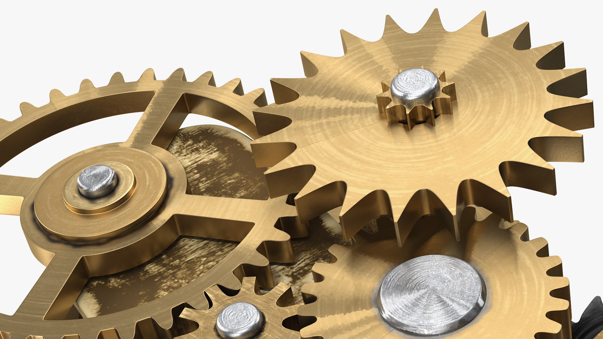 3D model Clockwork Gear Mechanism Brass