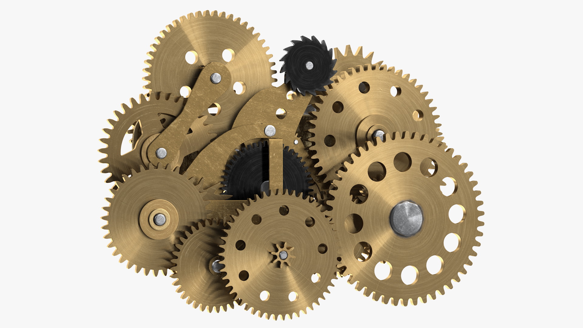 3D model Clockwork Gear Mechanism Brass