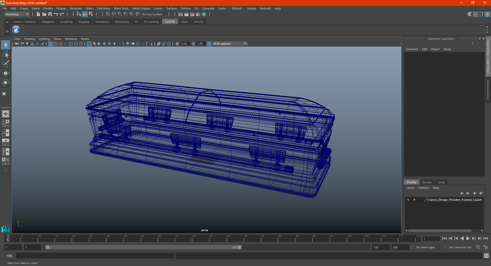 3D Classic Design Wooden Funeral Casket