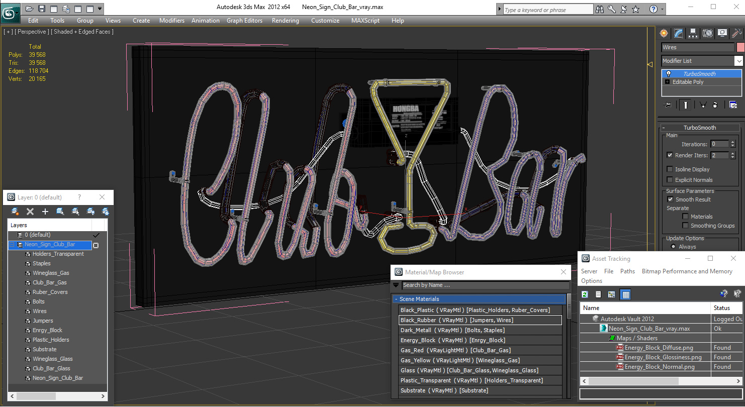 3D Neon Sign Club Bar model