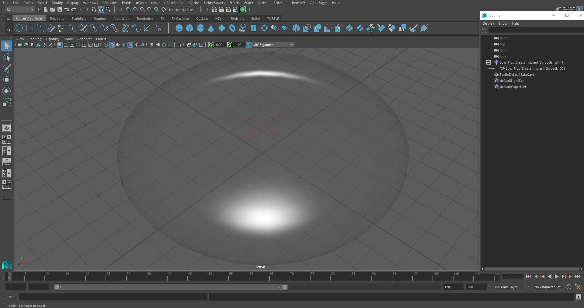 3D model Low Plus Breast Implant Smooth