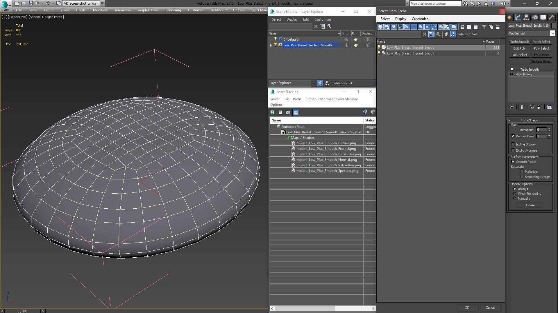 3D model Low Plus Breast Implant Smooth