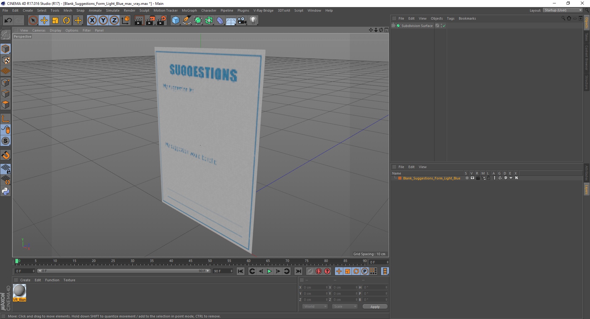 3D Blank Suggestions Form Light Blue model