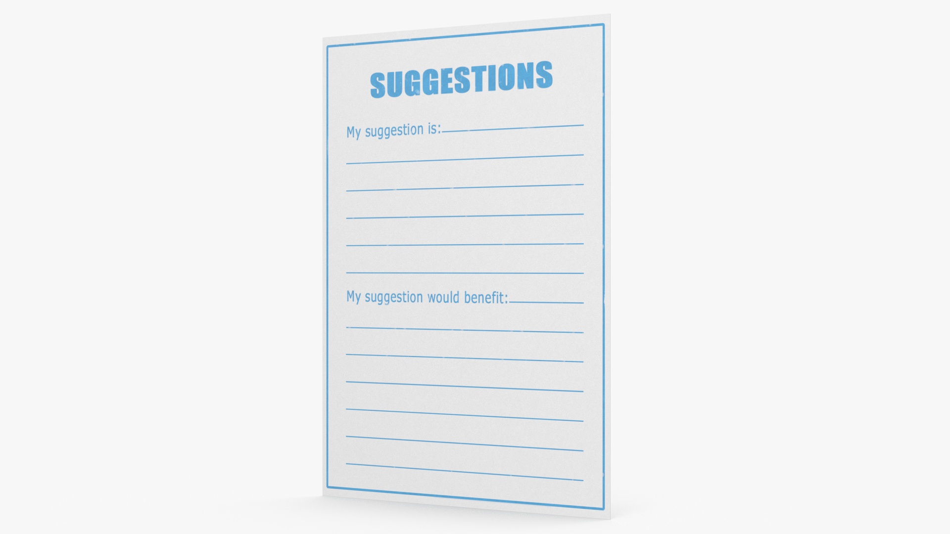 3D Blank Suggestions Form Light Blue model