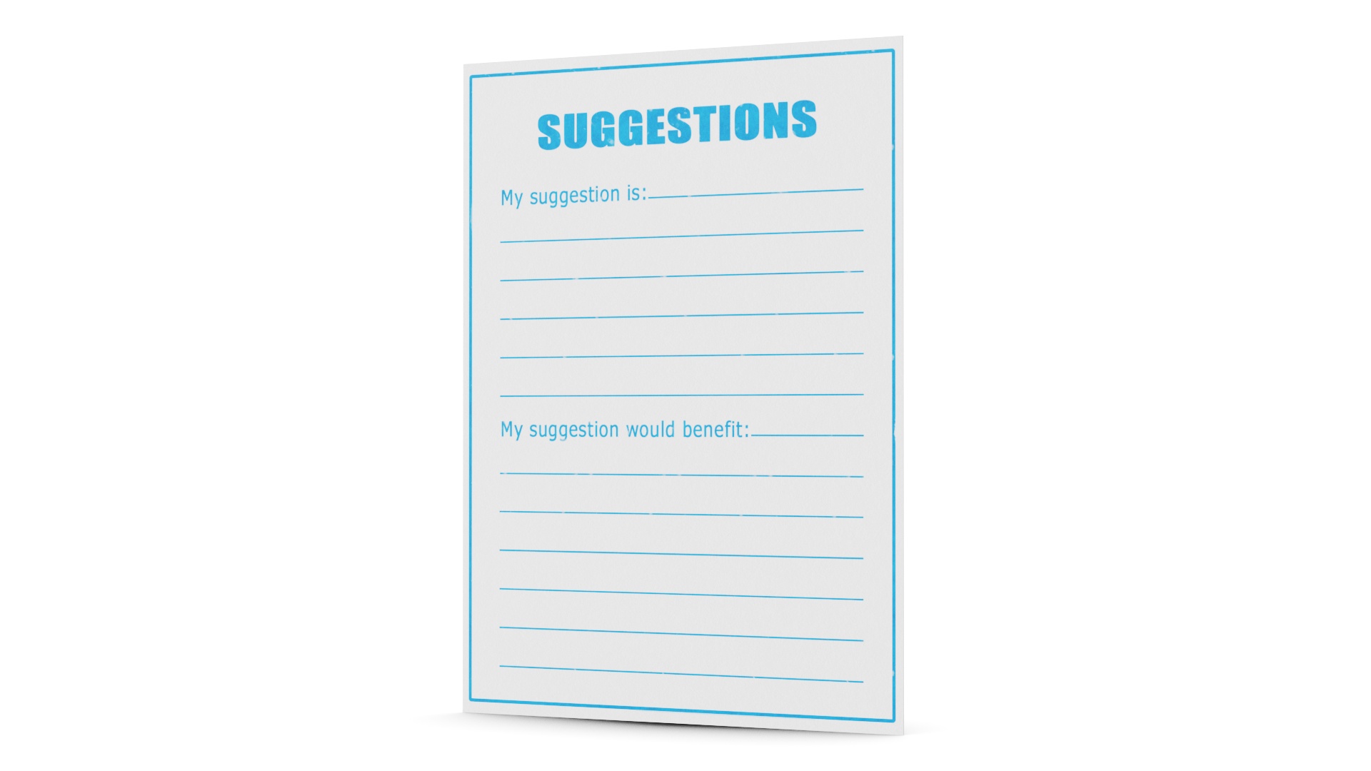 3D Blank Suggestions Form Light Blue model