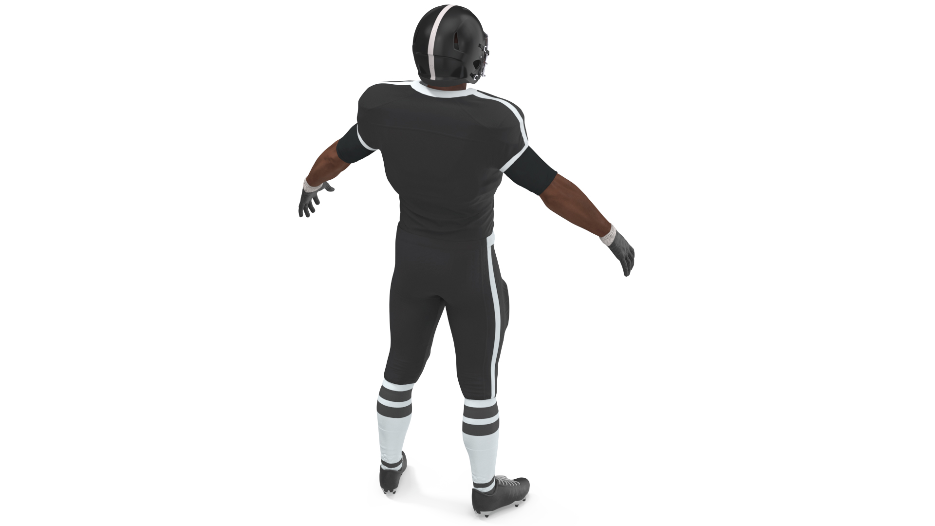 3D model Black Man Uniform T-Pose American Football Players