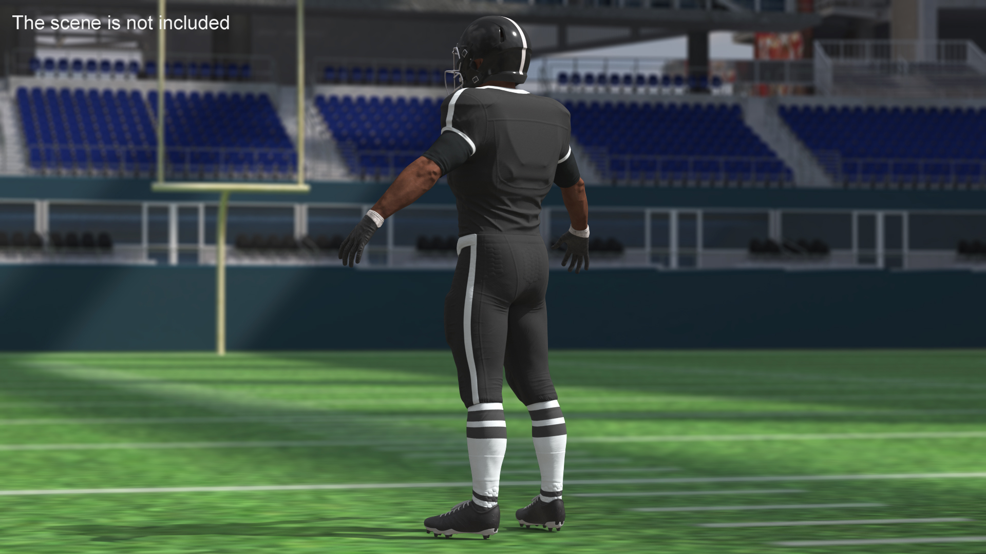3D model Black Man Uniform T-Pose American Football Players
