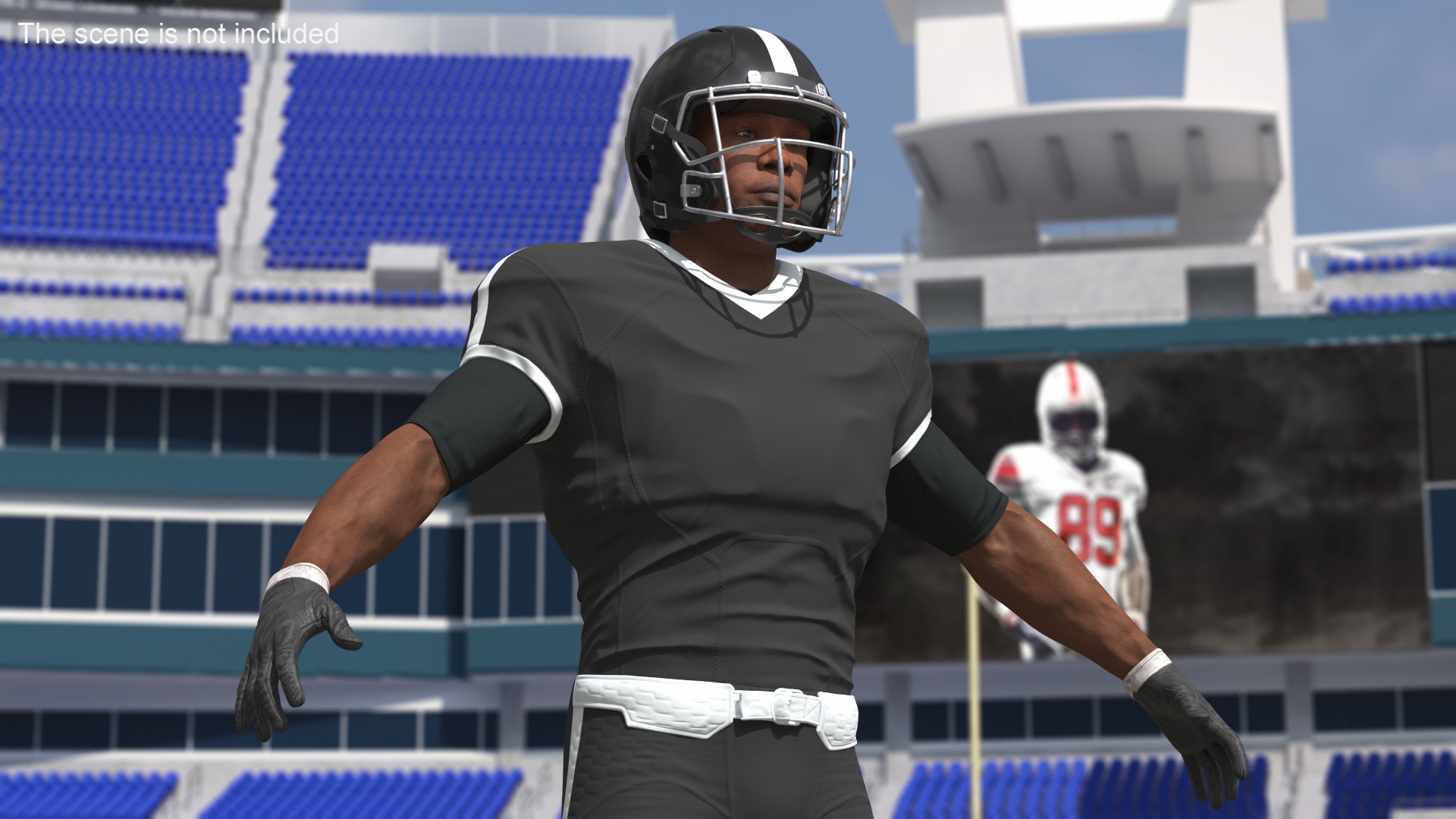 3D model Black Man Uniform T-Pose American Football Players