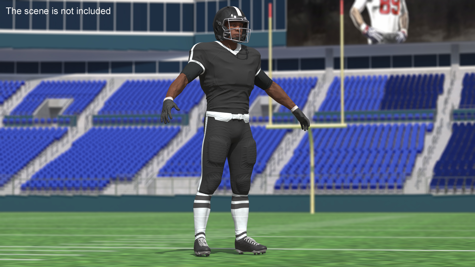 3D model Black Man Uniform T-Pose American Football Players