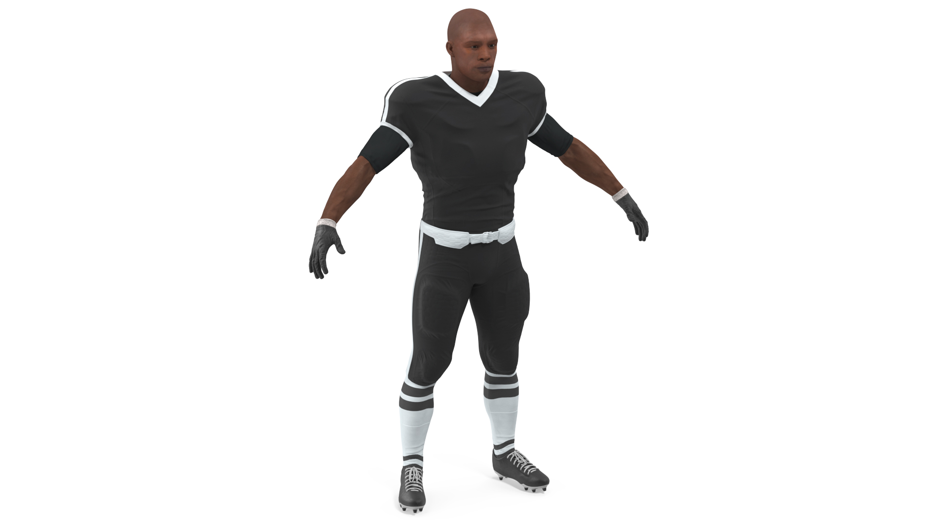 3D model Black Man Uniform T-Pose American Football Players