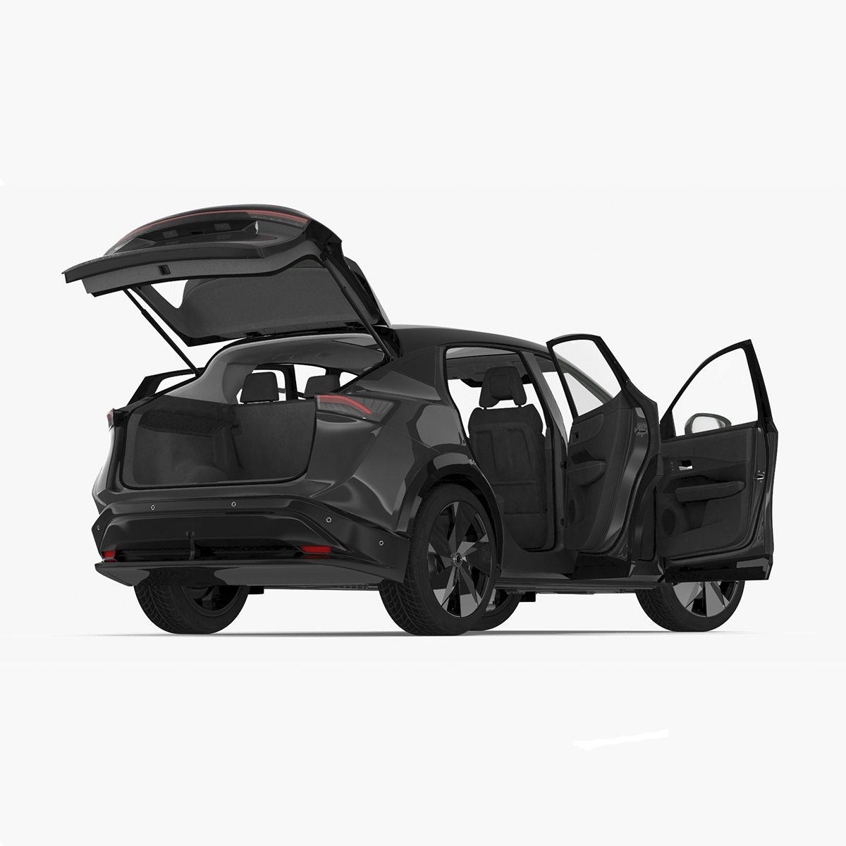 3D Modern Electric SUV Black Rigged for Maya