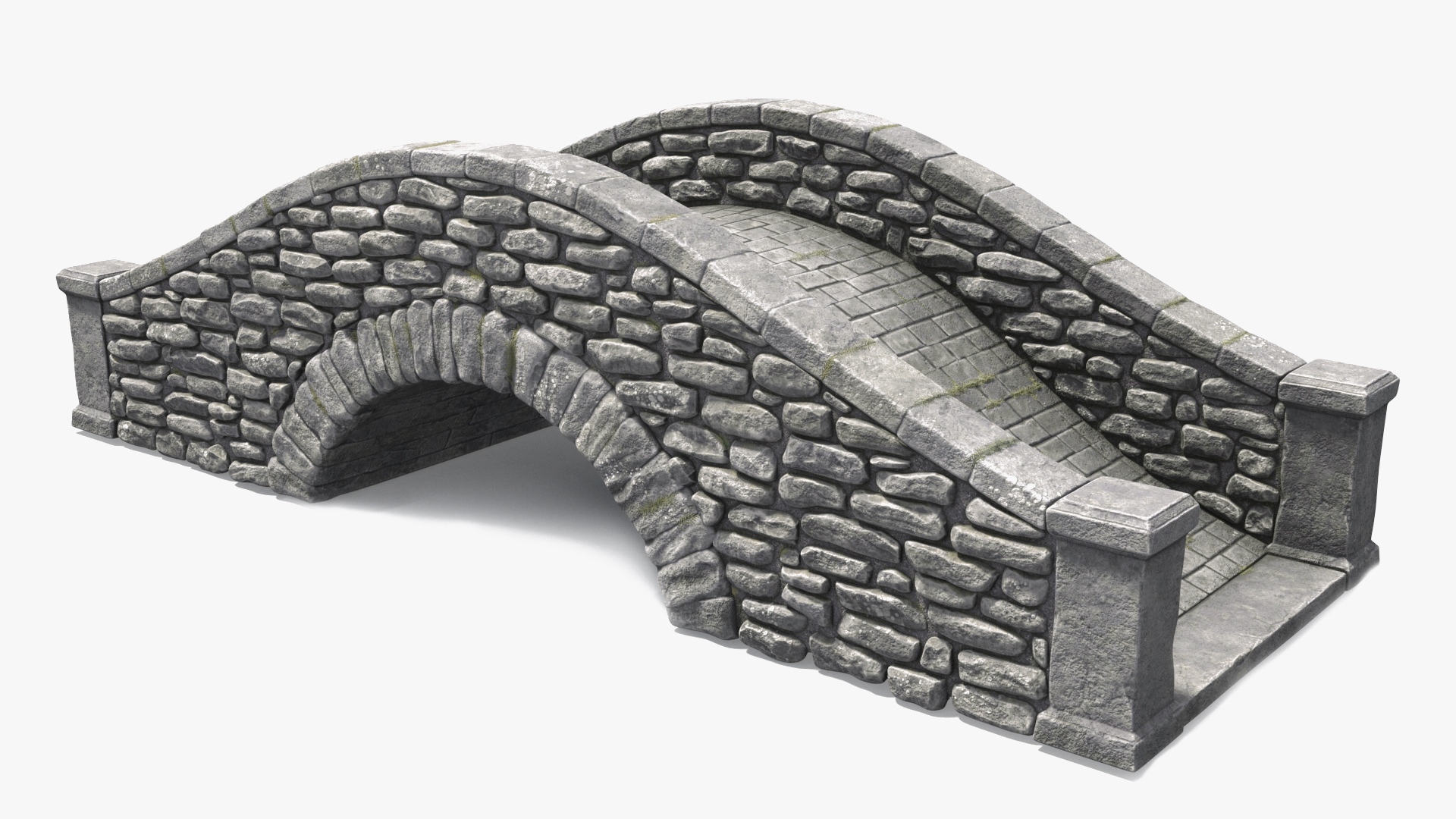 3D Small Stone Arch Bridge Gray model