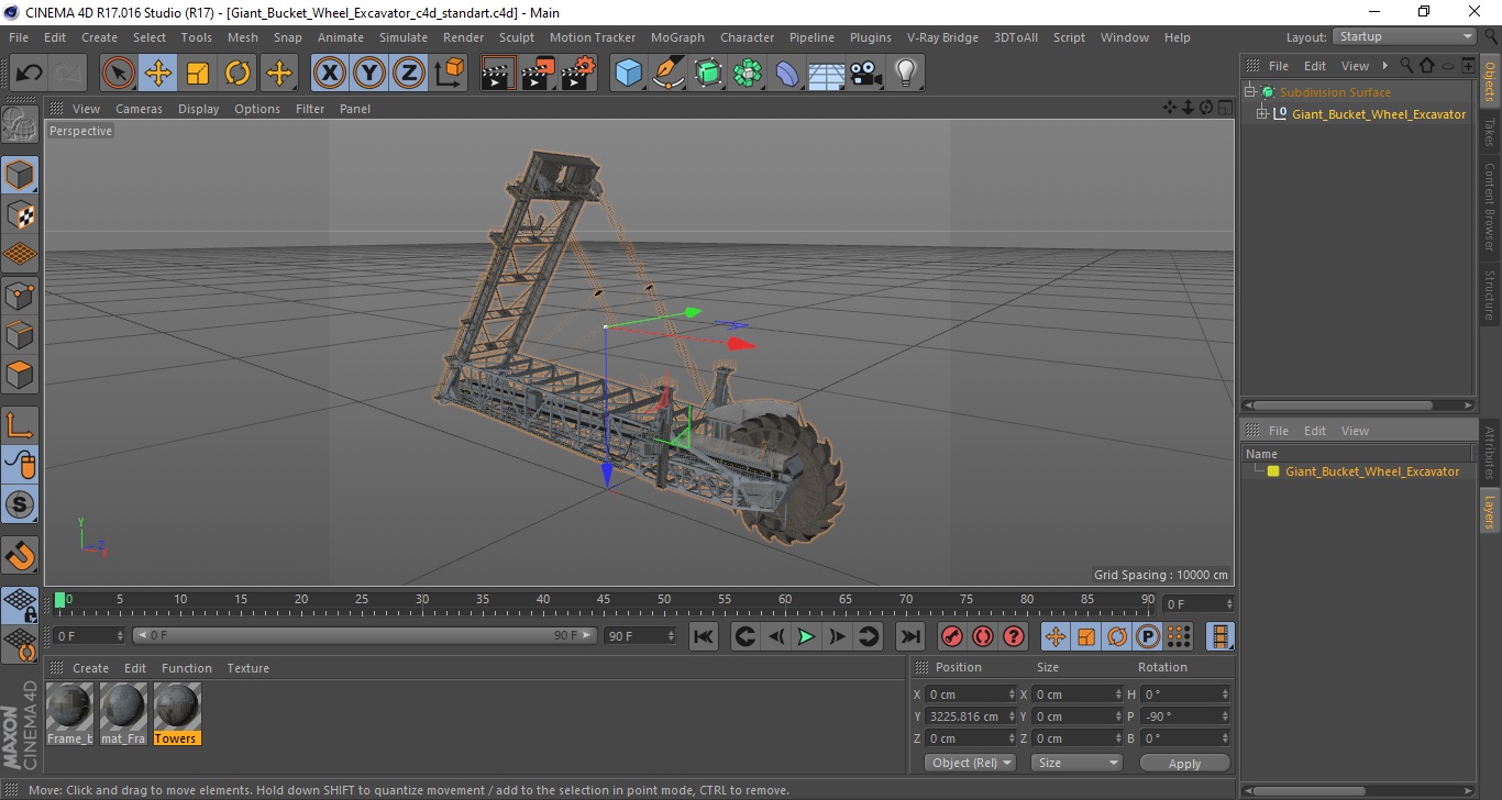 3D Giant Bucket Wheel Excavator model