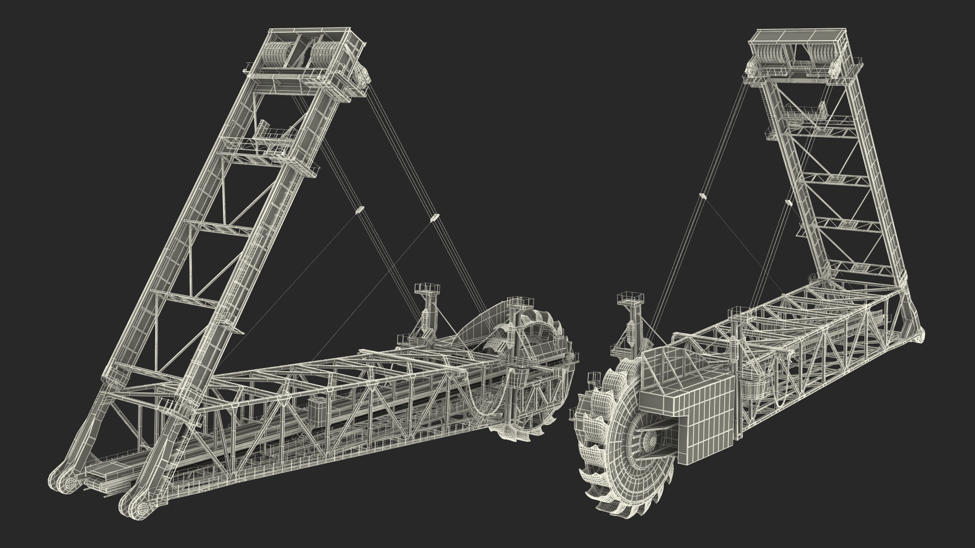 3D Giant Bucket Wheel Excavator model