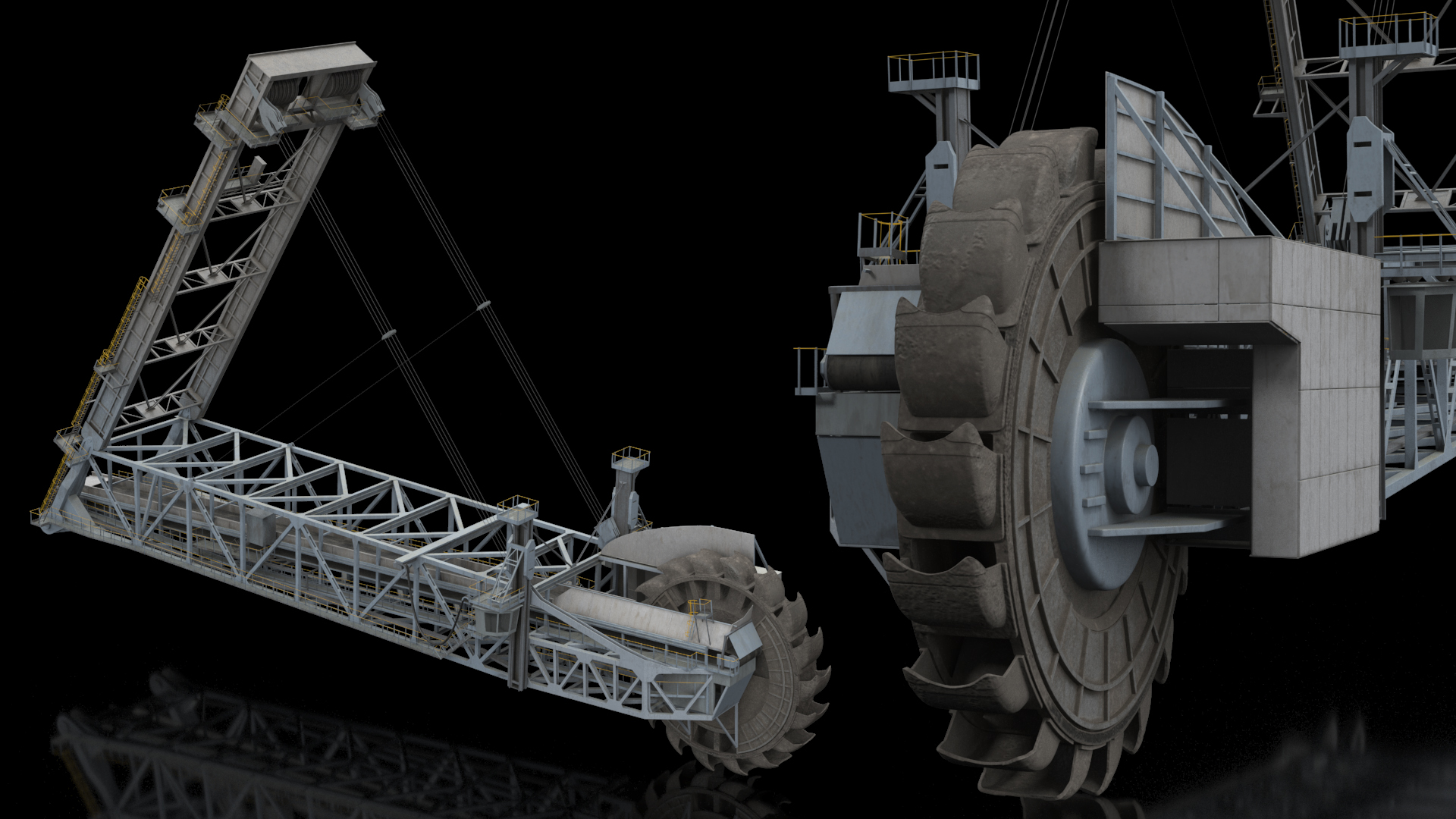 3D Giant Bucket Wheel Excavator model