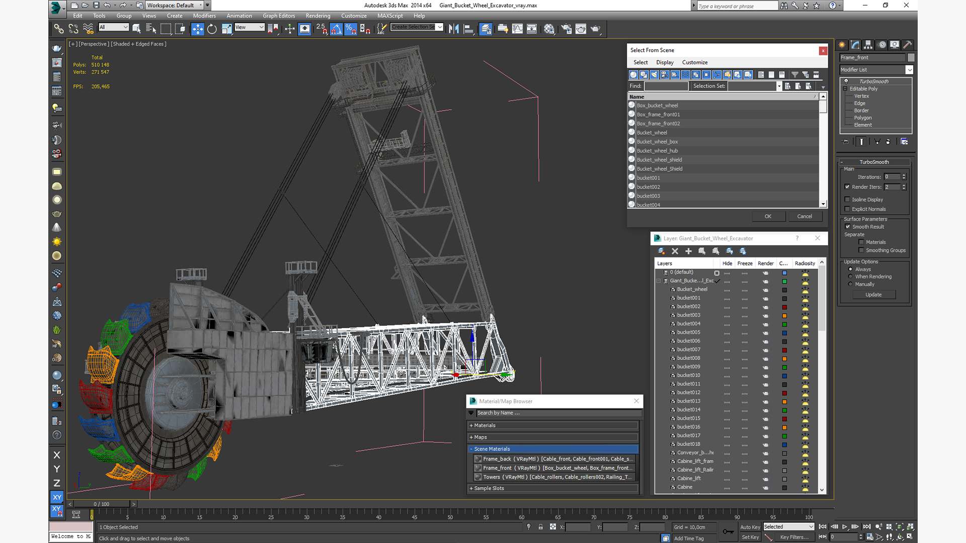 3D Giant Bucket Wheel Excavator model