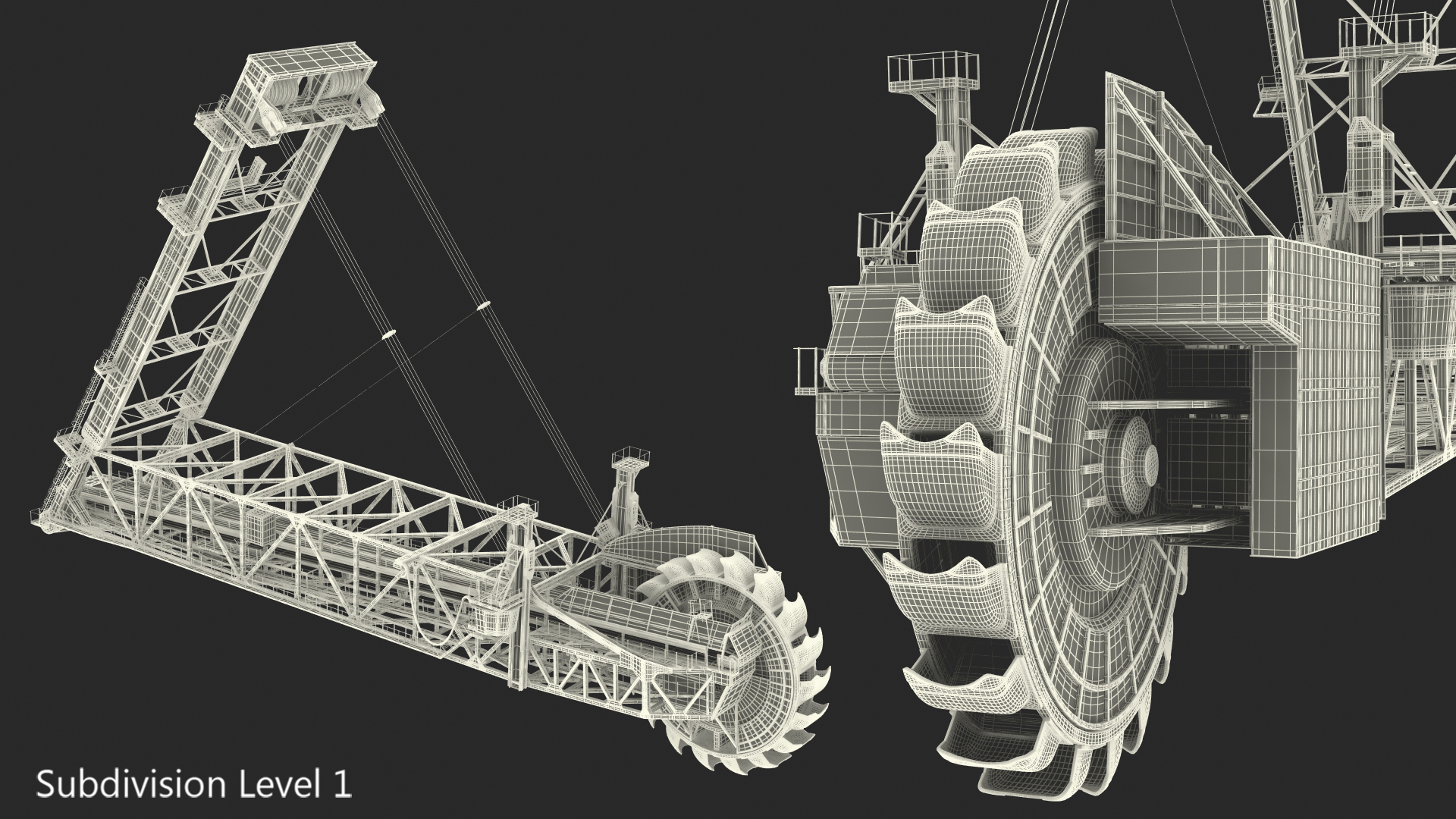 3D Giant Bucket Wheel Excavator model