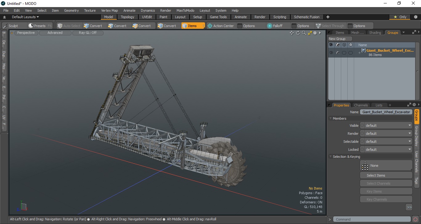 3D Giant Bucket Wheel Excavator model