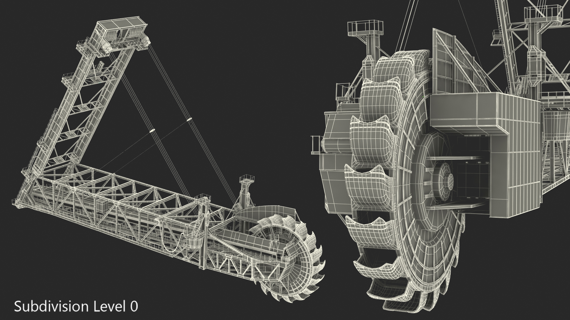 3D Giant Bucket Wheel Excavator model