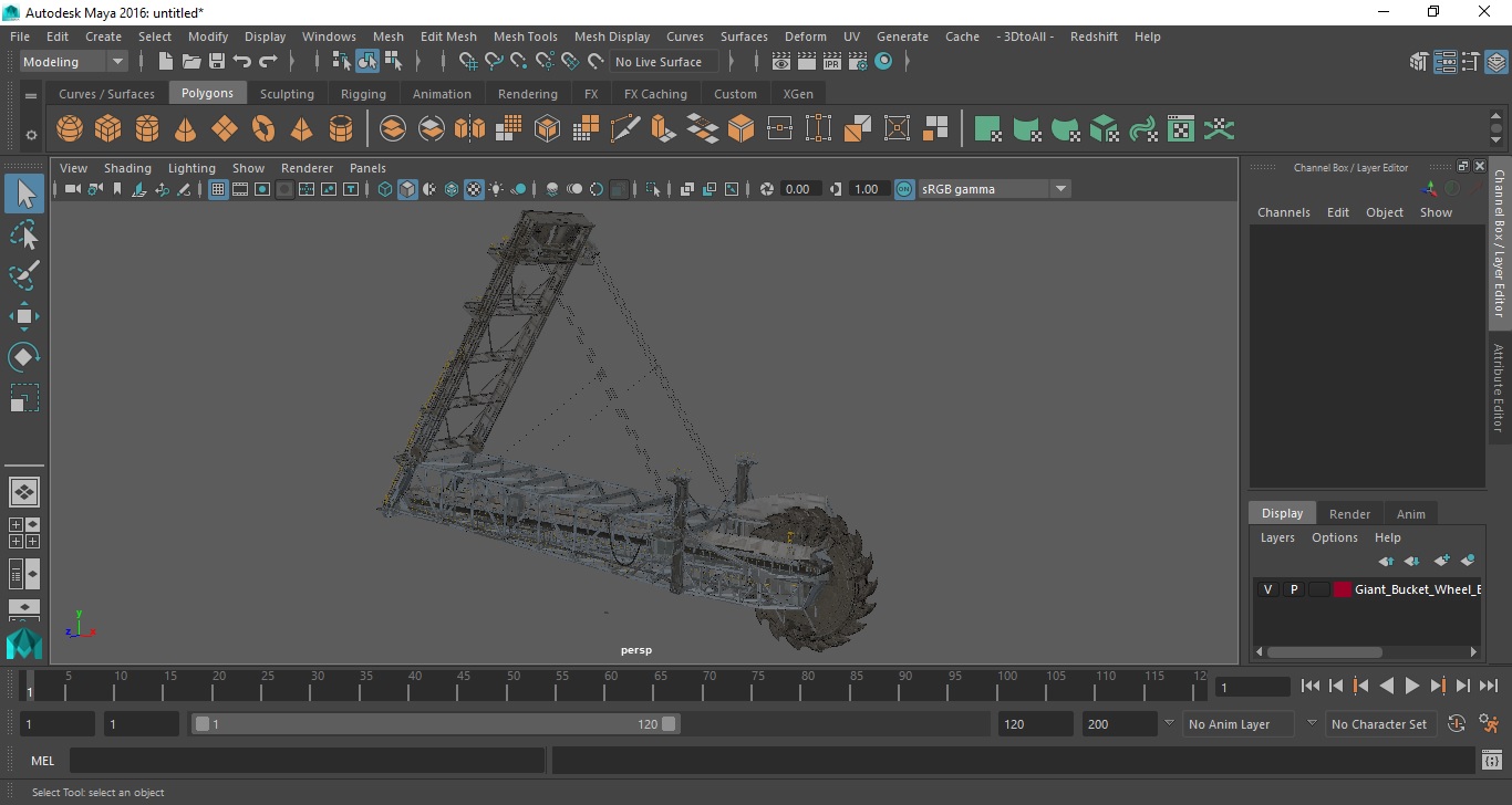 3D Giant Bucket Wheel Excavator model
