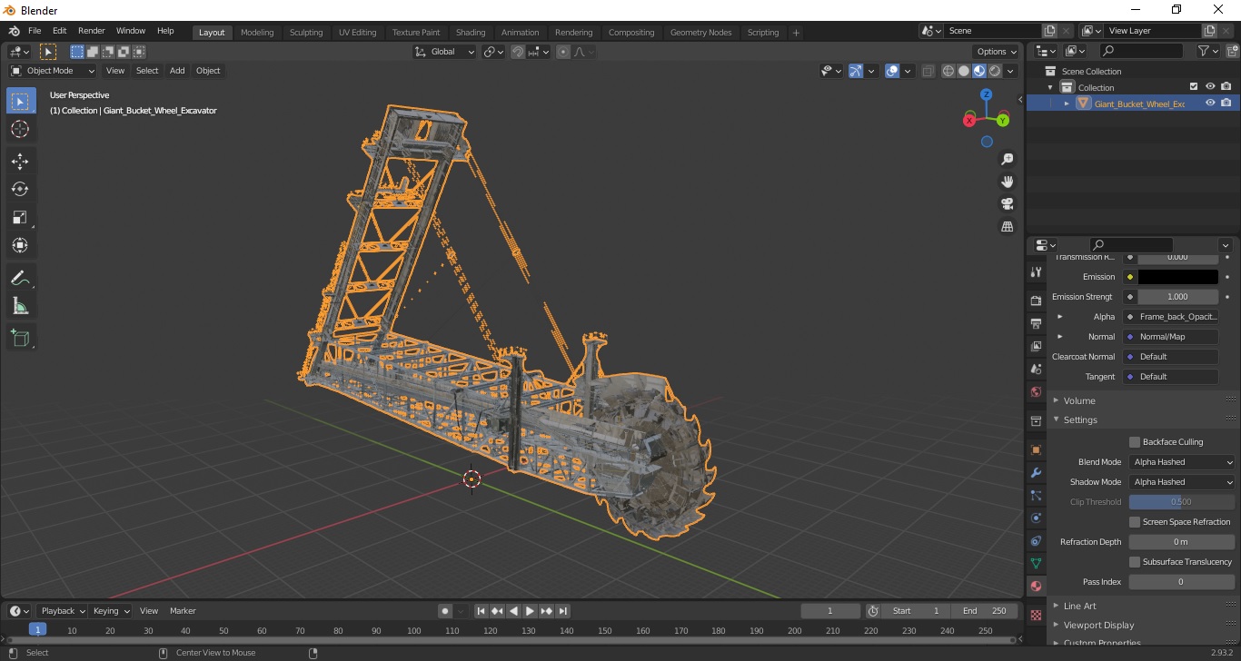 3D Giant Bucket Wheel Excavator model