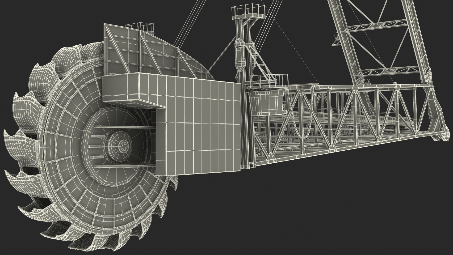 3D Giant Bucket Wheel Excavator model