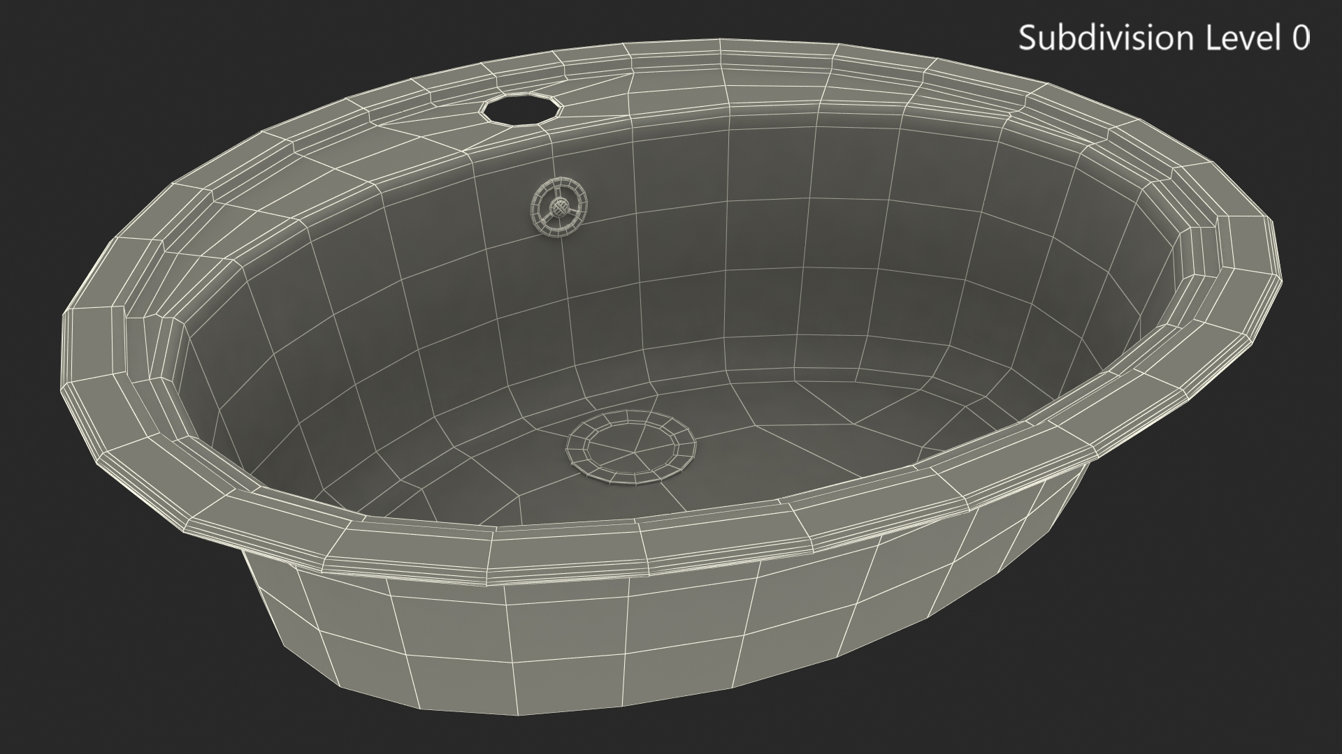 Oval Kitchen Sink with Overflow Drain 3D